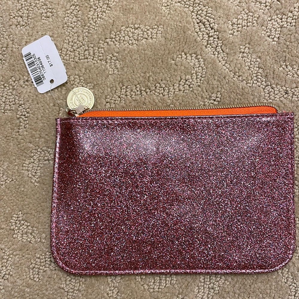 NWT sparkly pink zip up pouch